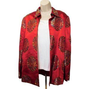 Red Jacket L Reversible Asian Inspired Design Long Sleeve